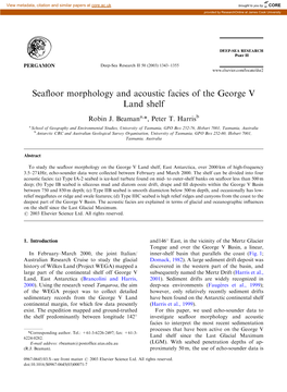 Seafloor Morphology and Acoustic Facies of the George V Land Shelf
