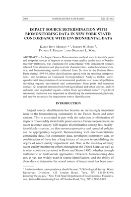 Impact Source Determination with Biomonitoring Data in New York State: Concordance with Environmental Data