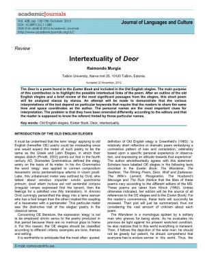 Intertextuality of Deor