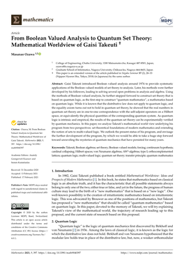 From Boolean Valued Analysis to Quantum Set Theory: Mathematical Worldview of Gaisi Takeuti †