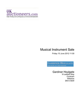 Musical Instrument Sale Friday 15 June 2012 11:00