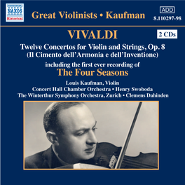 VIVALDI: Twelve Concertos for Violin and Strings, Op