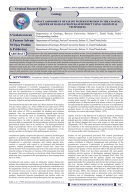 Original Research Paper Geology S.Venkateswaran M.Vijay Prabhu G