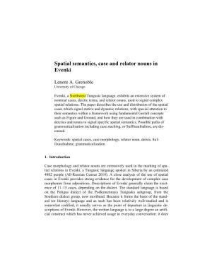 Spatial Semantics, Case and Relator Nouns in Evenki