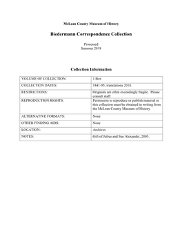 Biedermann Correspondence Collection
