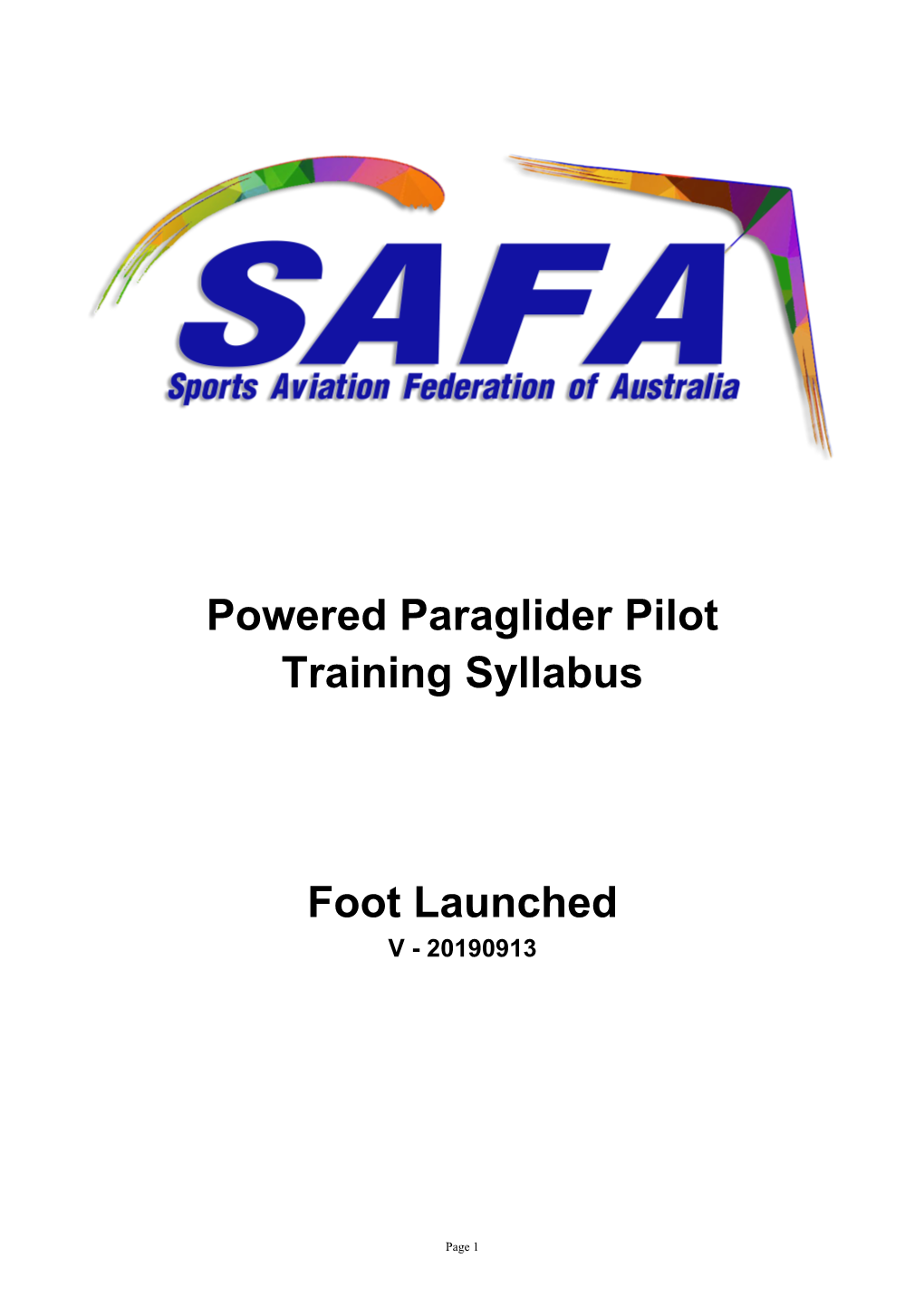 Powered Paraglider Pilot Training Syllabus Foot Launched