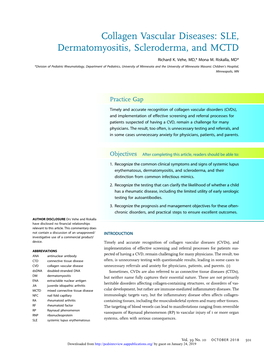 Collagen Vascular Diseases: SLE, Dermatomyositis, Scleroderma, and MCTD