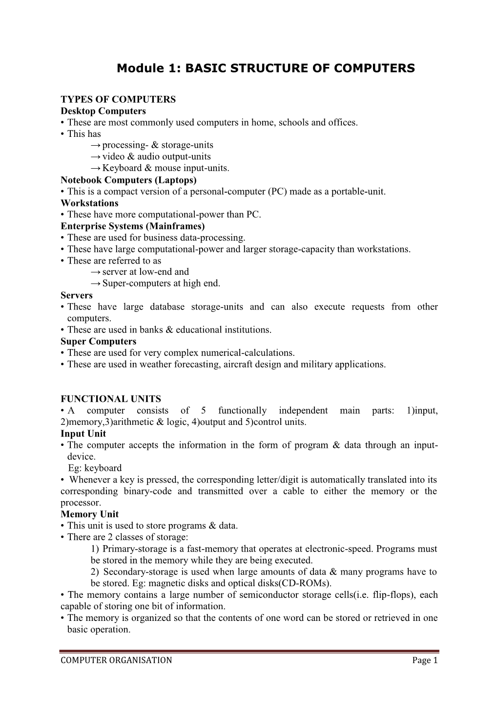 Module 1: BASIC STRUCTURE Of COMPUTERS - DocsLib