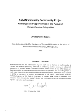 Southeast Asian Nations (ASEAN) Proposed the Establishment of a Security, Economic and Socio‐Cultural Community by the Year 2020