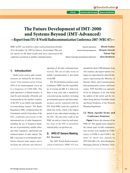 IMT-Advanced) —Report from ITU-R World Radiocommunication Conference 2007 (WRC-07)—