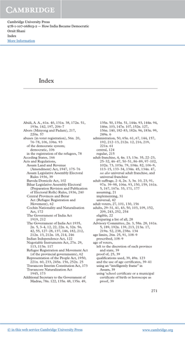 Cambridge University Press 978-1-107-06803-2 — How India Became Democratic Ornit Shani Index More Information 271