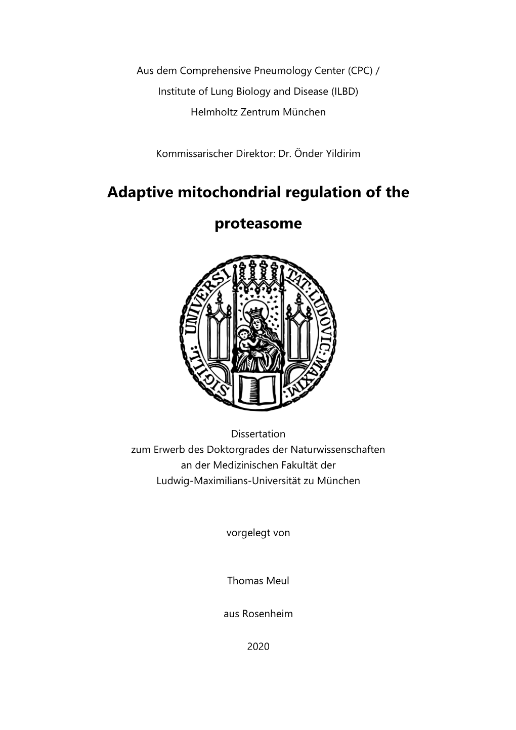 Adaptive Mitochondrial Regulation of the Proteasome
