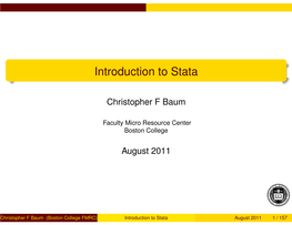 Introduction to Stata