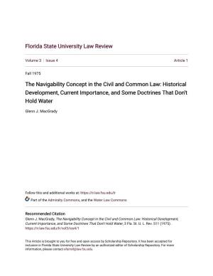 The Navigability Concept in the Civil and Common Law: Historical Development, Current Importance, and Some Doctrines That Don't Hold Water