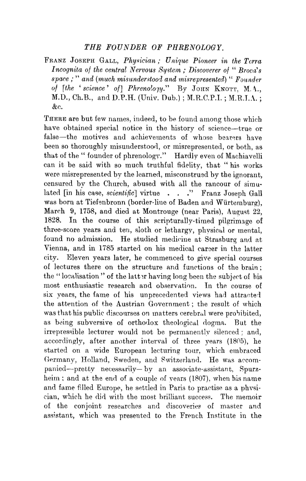 The Founder of Phrenology