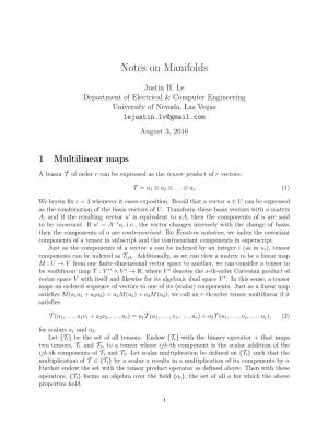 Notes on Manifolds