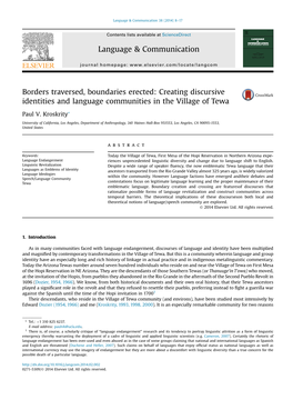 Language Communities in the Village of Tewa