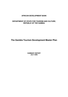 The Gambia Tourism Development Master Plan