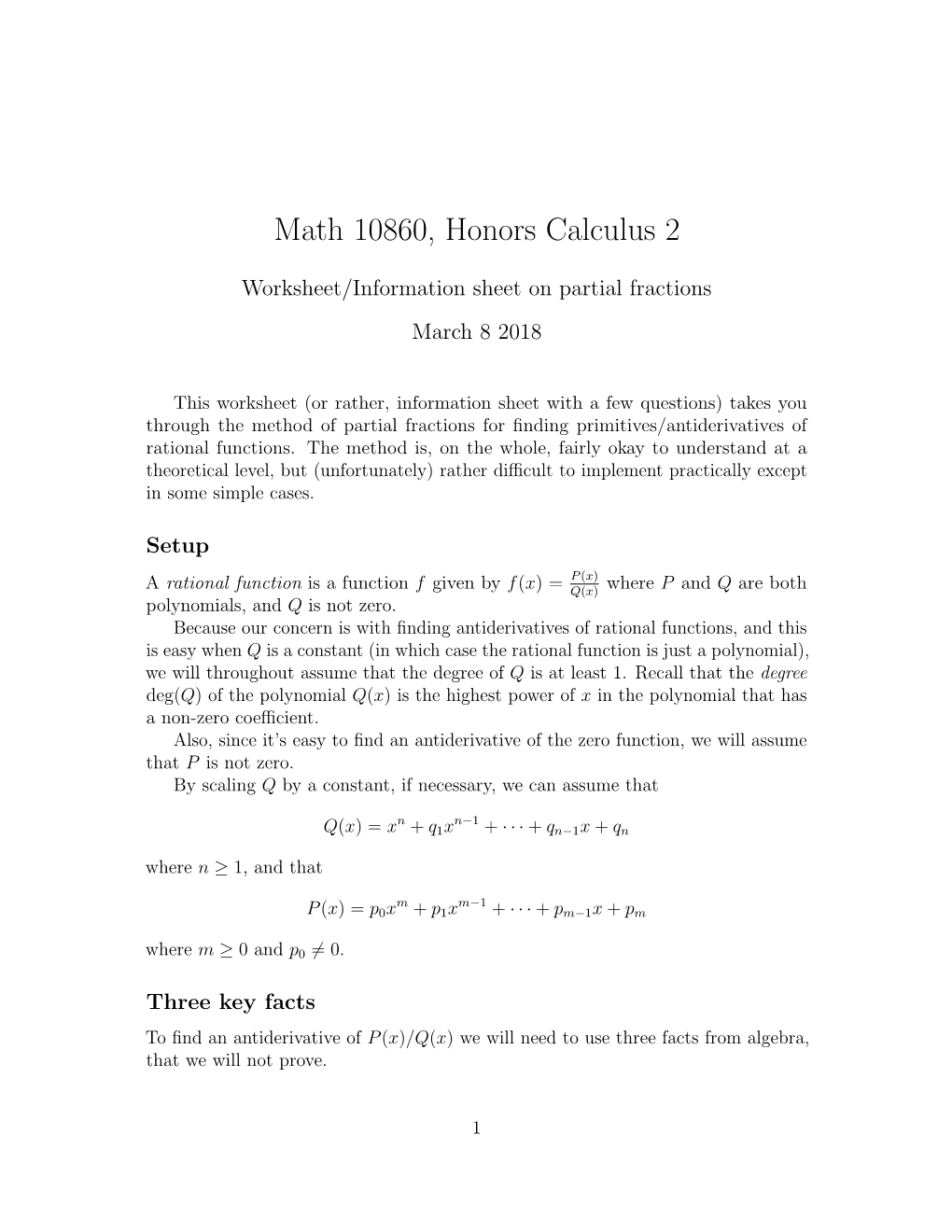 Math 10860, Honors Calculus 2