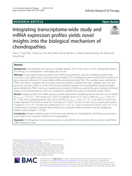 Integrating Transcriptome-Wide Study and Mrna Expression Profiles Yields Novel Insights Into the Biological Mechanism of Chondro