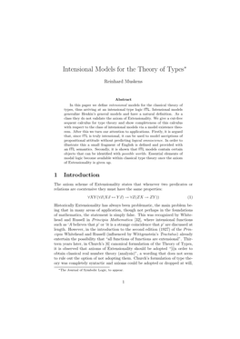 Intensional Models for the Theory of Types∗