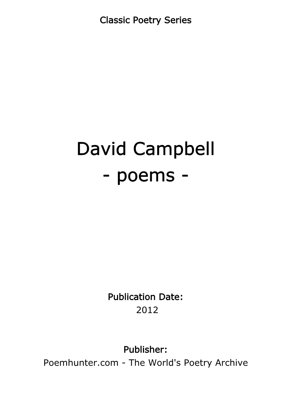 David Campbell - Poems