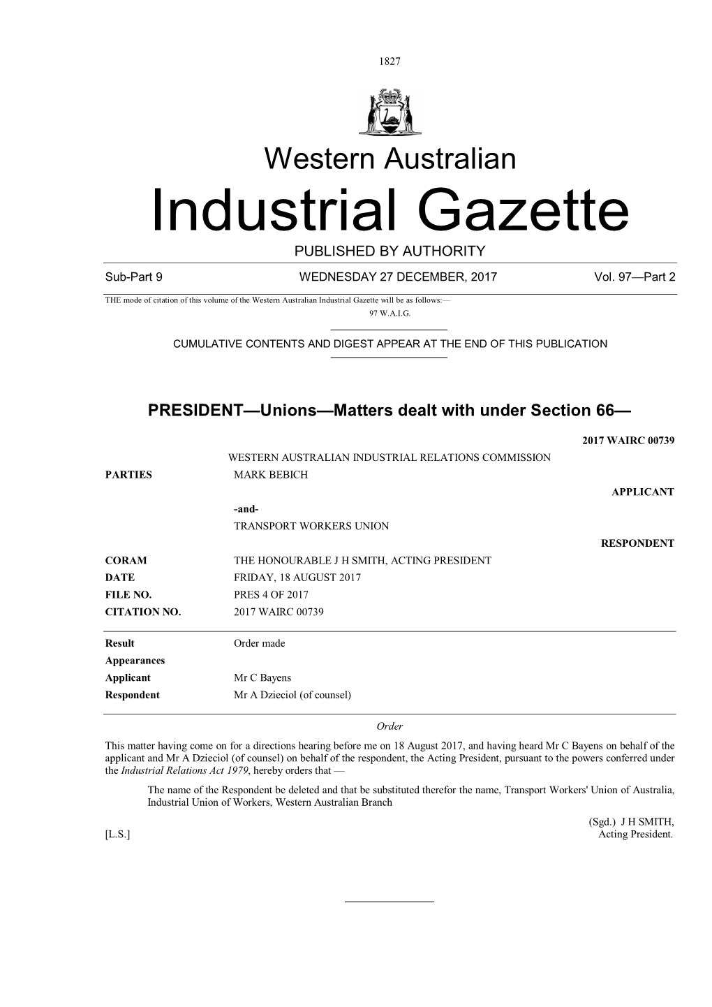 Industrial Gazette PUBLISHED by AUTHORITY