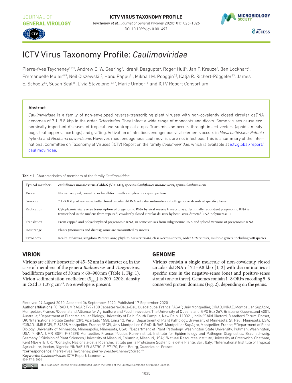 ICTV Virus Taxonomy Profile: Caulimoviridae