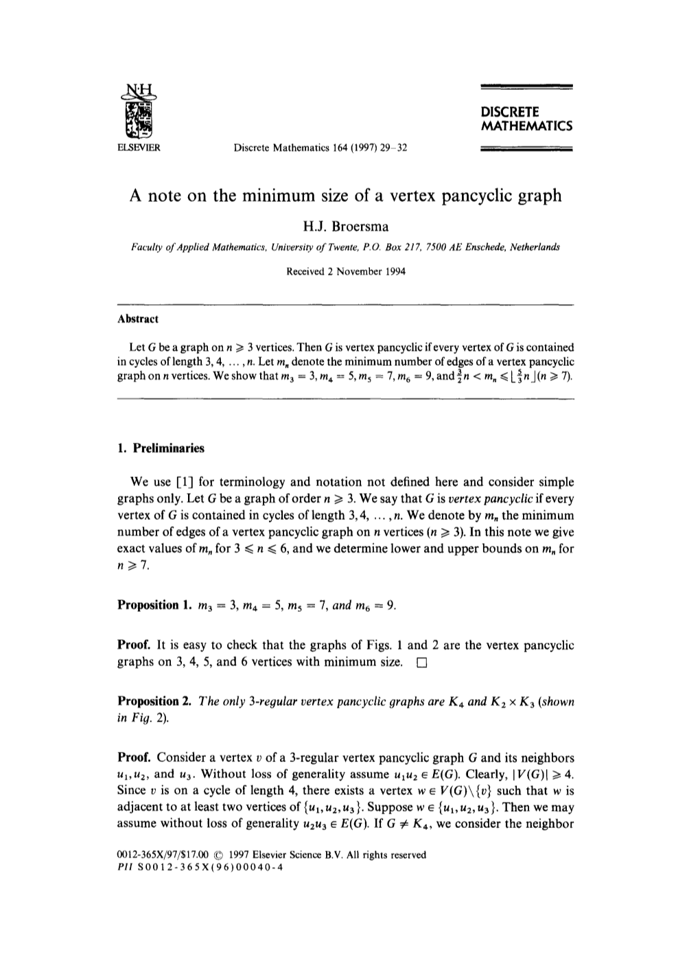 A Note on the Minimum Size of a Vertex Pancyclic Graph