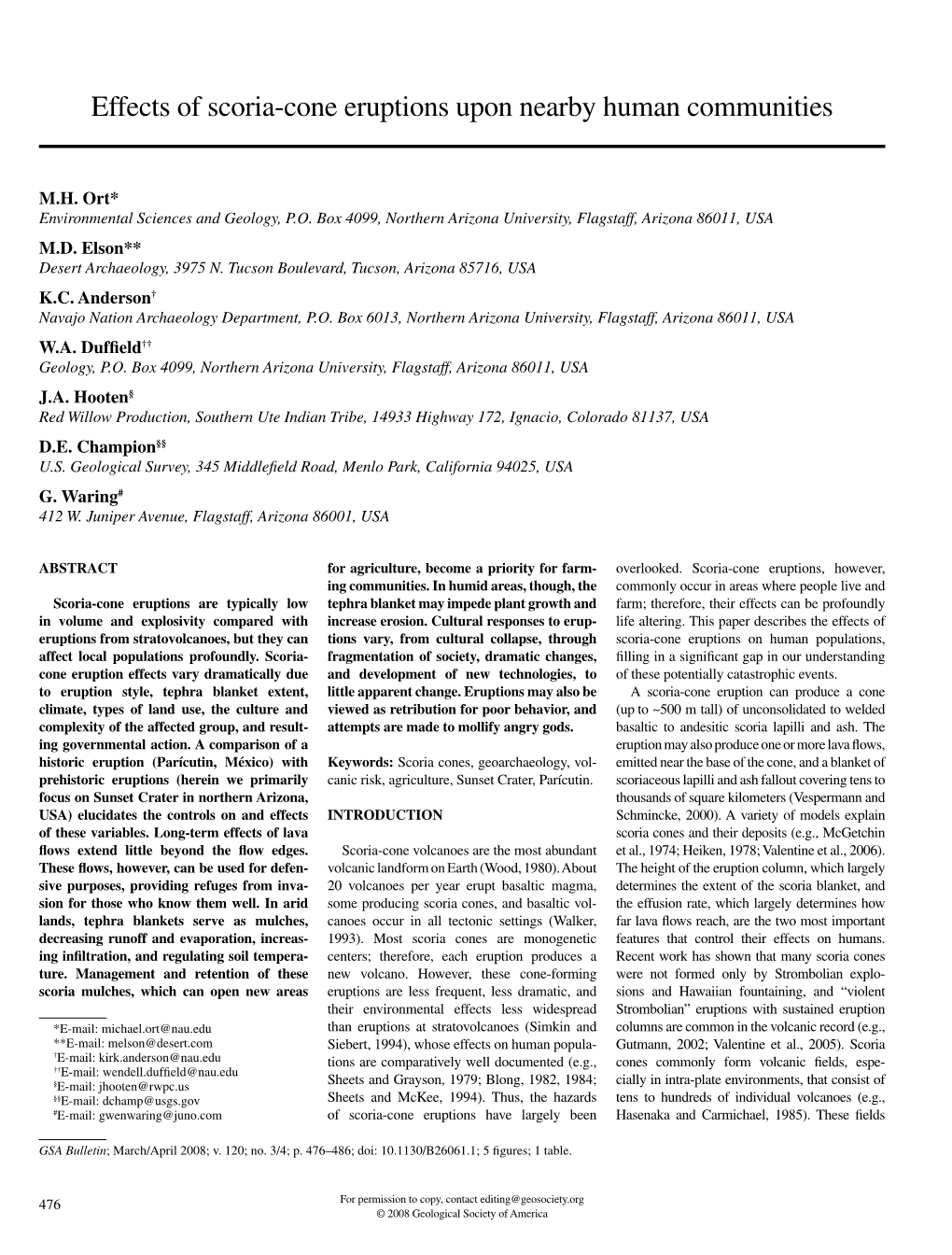 Effects of Scoria-Cone Eruptions Upon Nearby Human Communities