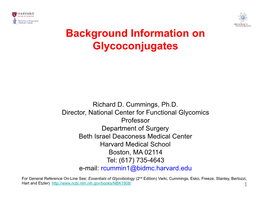 Cummings Overview of Glycans for NCFG