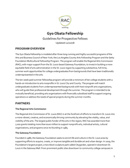 Gyo Obata Fellowship Guidelines for Prospective Fellows Updated 12/20/18 PROGRAM OVERVIEW