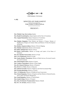 Minutes of Parliament Present