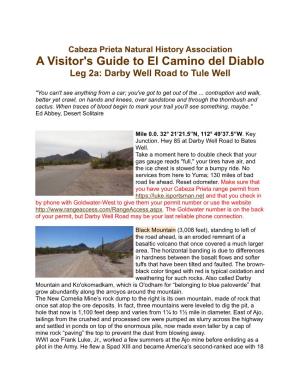 A Visitor's Guide to El Camino Del Diablo Leg 2A: Darby Well Road to Tule Well