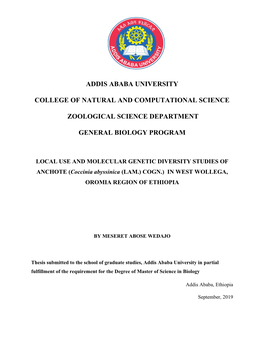 Addis Ababa University College of Natural And