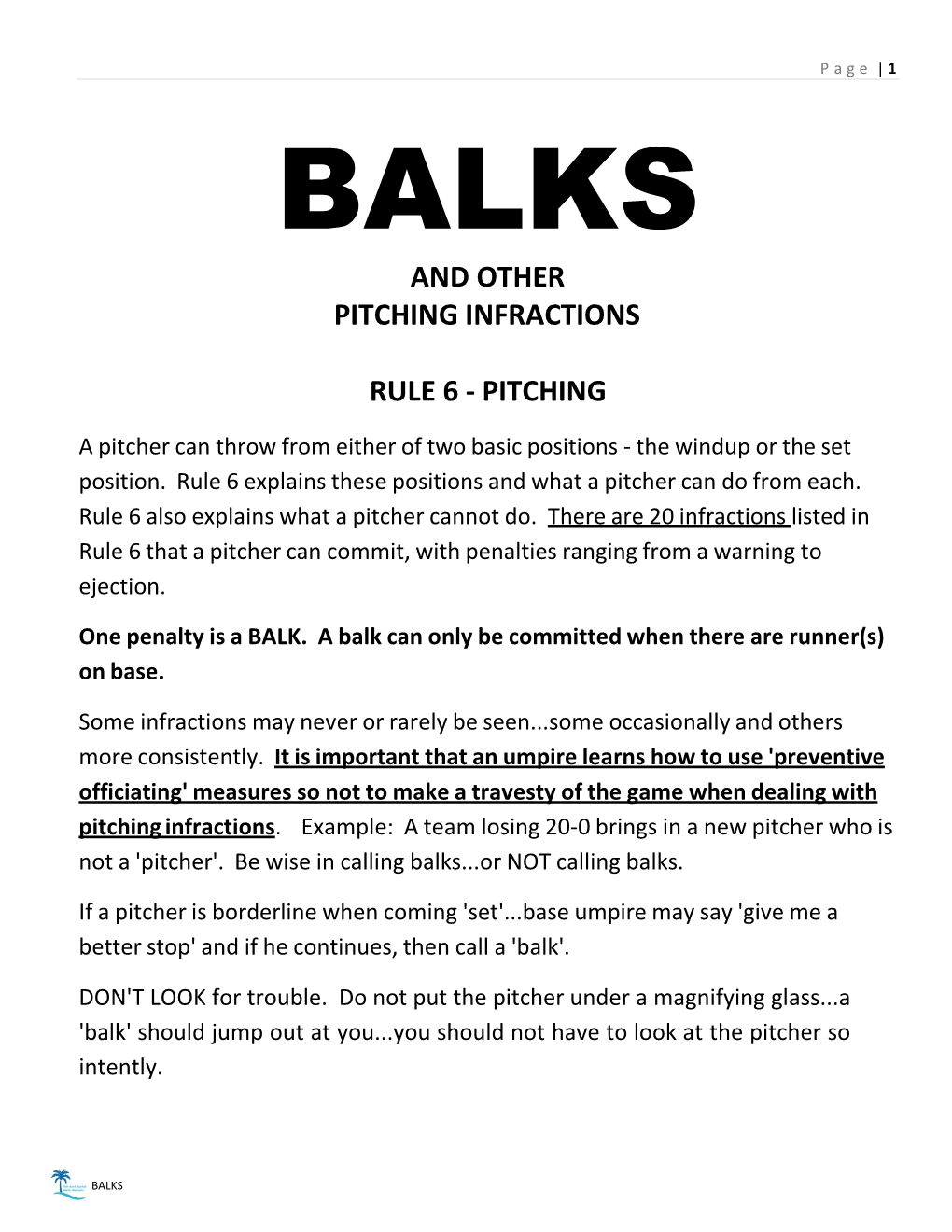 Pitching Infractions