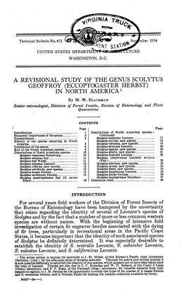 A Revisional Study of the Genus Scolytus Geoffroy (Eccoptogaster Herbst) in North America 1