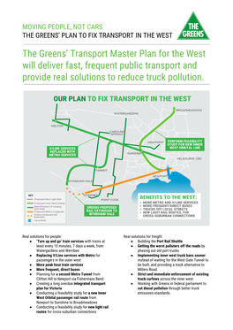 The Greens' Transport Master Plan for the West Will Deliver Fast, Frequent Public Transport and Provide Real Solutions To