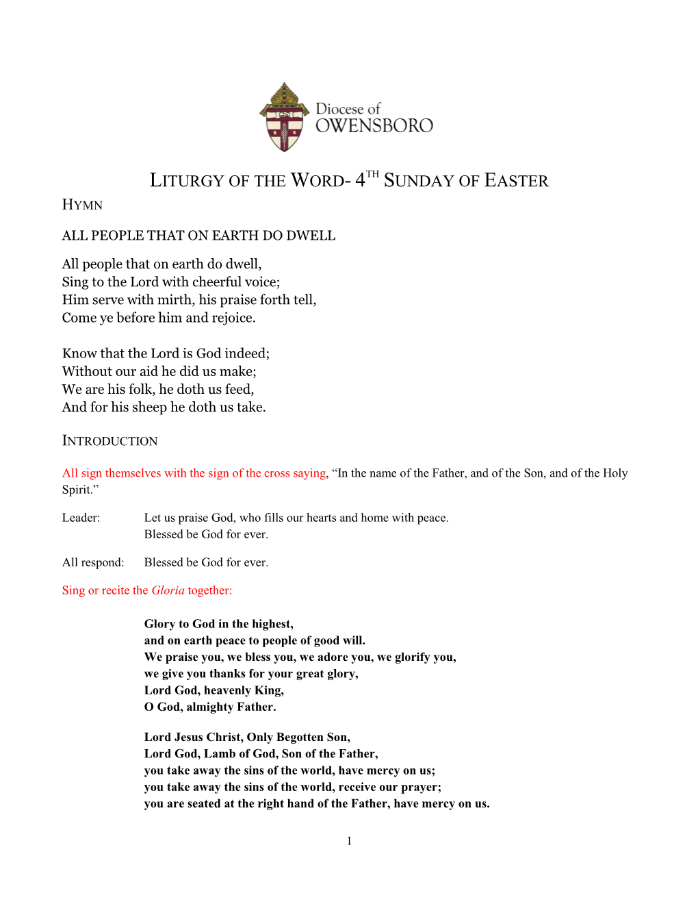 4Th Sunday of Easter Hymn