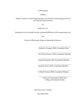 A Dissertation Entitled Alpha7 Nicotinic