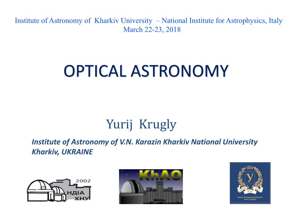 OPTICAL ASTRONOMY.Pdf
