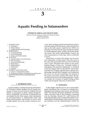 Aquatic Feeding in Salamanders