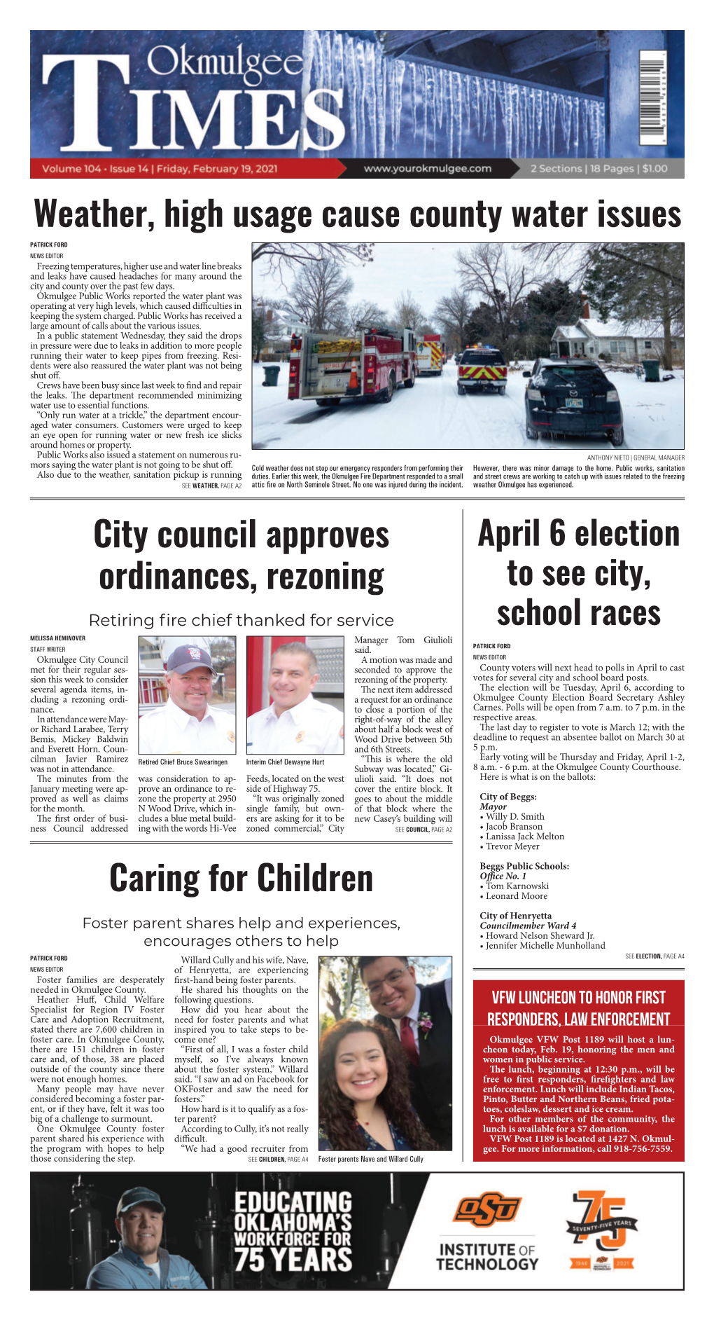 Okmulgee Times NEWS Friday, February 19, 2021 Ranchers Face Record Conditions