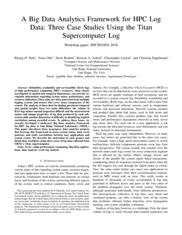 A Big Data Analytics Framework for HPC Log Data: Three Case Studies Using the Titan Supercomputer Log