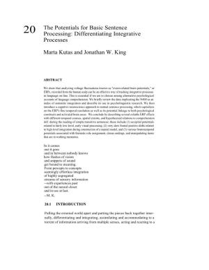 The Potentials for Basic Sentence Processing: Differentiating