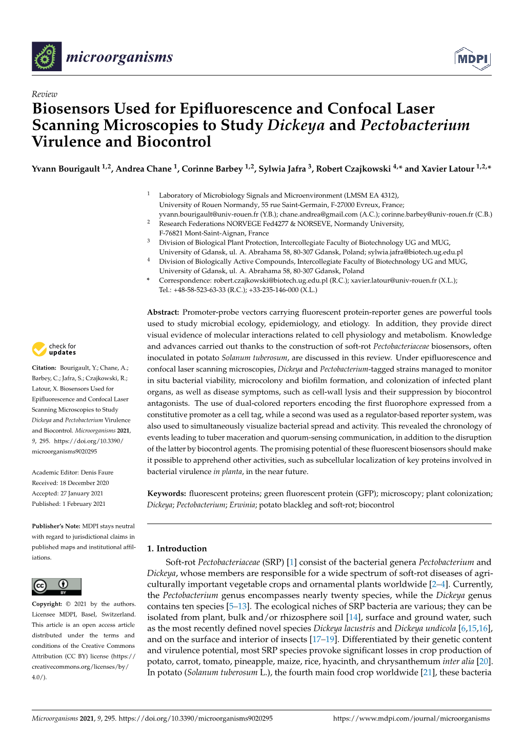 Biosensors Used for Epifluorescence and Confocal Laser Scanning