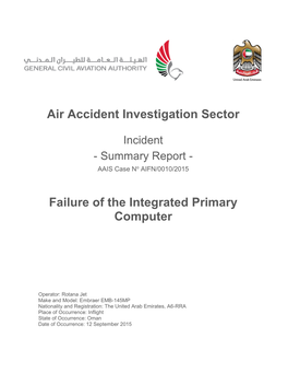 Air Accident Investigation Sector Failure of the Integrated Primary