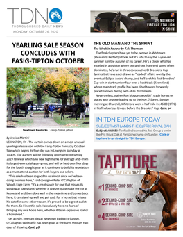Yearling Sale Season Concludes with Fasig-Tipton