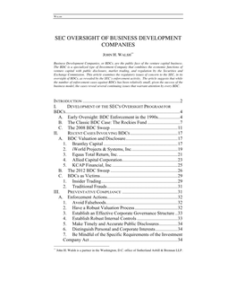 Sec Oversight of Business Development Companies