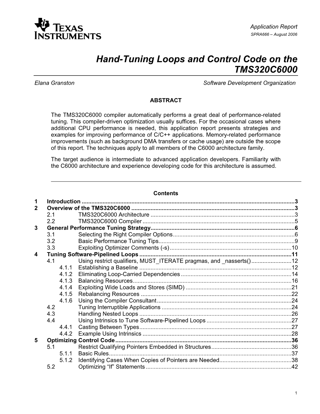 Hand-Tuning Loops and Control Code on the TMS320C6000